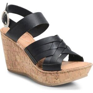 New Børn Surya Wedge‎ Sandal Black Leather